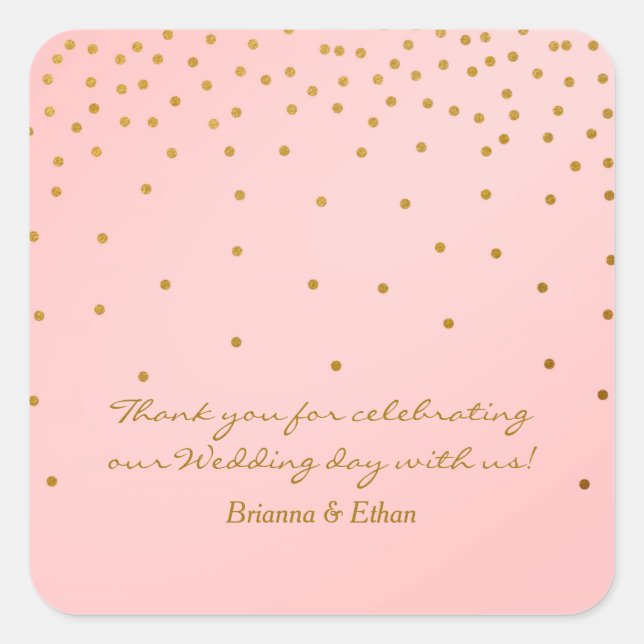 Blush Pink & Gold Foil Dots Modern Stickers (Front)