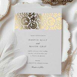 Blush Pink Gold Foil Floral Ornamental Wedding