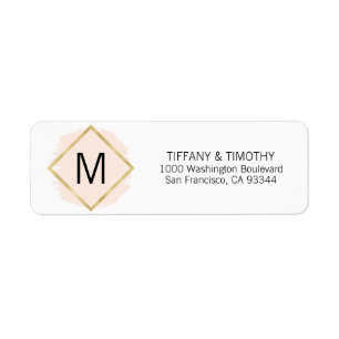 Blush Pink Gold Foil Monogram Return Address Label