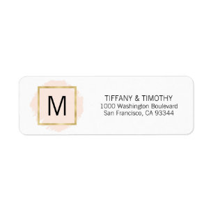 Blush Pink Gold Foil Monogram Return Address Label