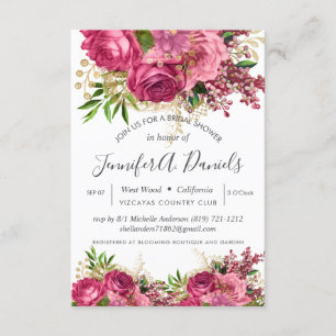Blush Pink Gold Foil Roses Bridal Shower Invitation