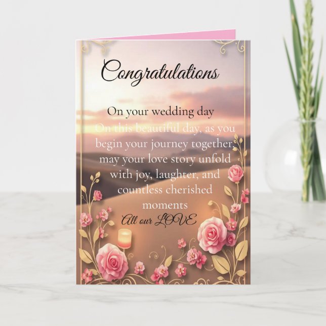 blush pink gold Folded Greeting Card (Front)