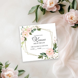 Blush Pink Gold Geometric Guess How Many Kisses Enclosure Card