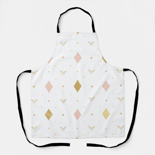 Blush Pink Gold Geometric Pattern Apron (Front)
