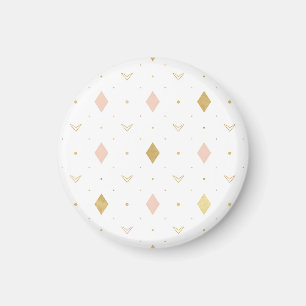 Blush Pink Gold Geometric Pattern Magnet