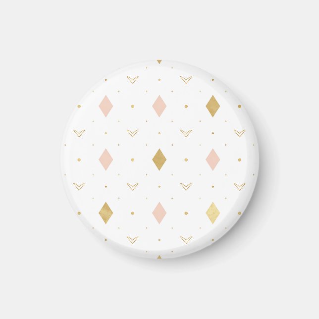 Blush Pink Gold Geometric Pattern Magnet (Front)
