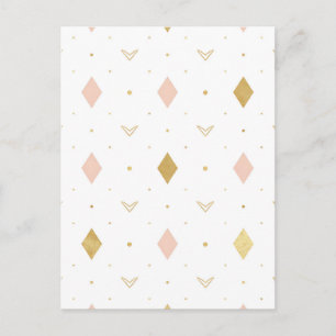 Blush Pink Gold Geometric Pattern Postcard