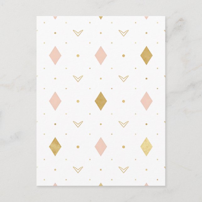 Blush Pink Gold Geometric Pattern Postcard (Front)