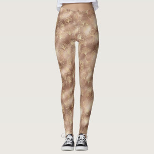 Blush Pink Gold Ginkgo Leaves Elegant Botanical 10 Leggings