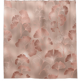Blush Pink Gold Ginkgo Leaves Elegant Botanical 1 Shower Curtain