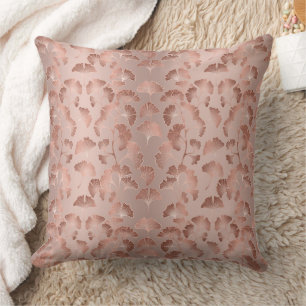 Blush Pink Gold Ginkgo Leaves Elegant Botanical 2 Cushion