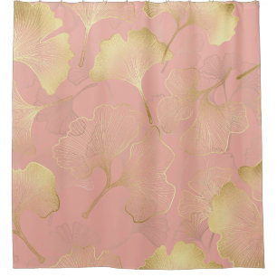 Blush Pink Gold Ginkgo Leaves Elegant Botanical 3 Shower Curtain