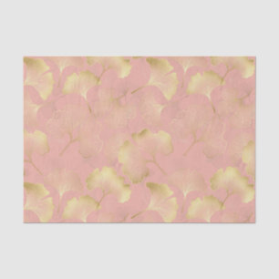 Blush Pink Gold Ginkgo Leaves Elegant Botanical 3 Tissue Paper
