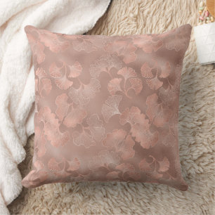 Blush Pink Gold Ginkgo Leaves Elegant Botanical 4 Cushion