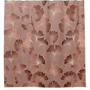 Blush Pink Gold Ginkgo Leaves Elegant Botanical 5 Shower Curtain