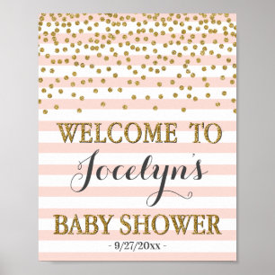 Blush Pink Gold Girl Baby Shower Welcome Sign