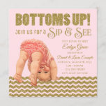 Blush Pink Gold Girls Sip and See Invitation<br><div class="desc">Girls sip and see invitation with adorable baby girl on a blush pink and gold chevron backgroun. This pretty blush pink and gold sip and see baby shower invitation is easily customised for your event by adding your details in the font style and colour, and wording of your choice. You...</div>