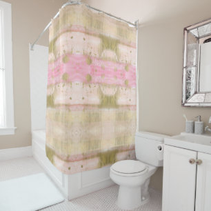 Blush Pink Gold Glam Watercolor Hello Beautiful Shower Curtain