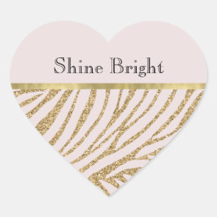 Blush Pink Gold Glitter Birthday Heart Sticker