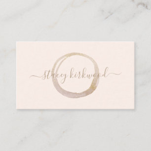 Blush Pink Gold Glitter Circle Logo Modern Business Card