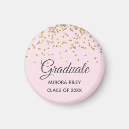 Blush Pink Gold Glitter Confetti Graduation Favor Magnet