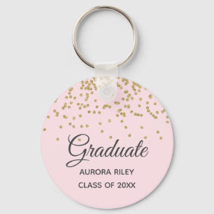 Blush Pink Gold Glitter Confetti Graduation Favour Key Ring