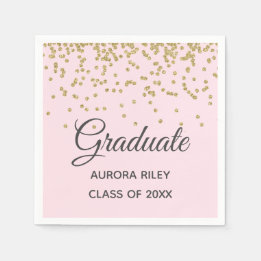 Blush Pink Gold Glitter Confetti Graduation Favour Napkin