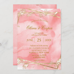 Blush Pink Gold Glitter Fairytale Wedding Invitation
