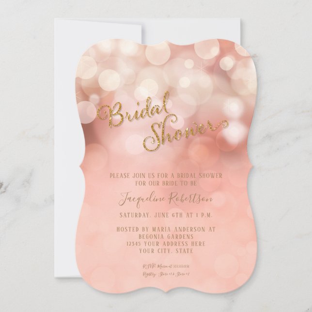 Blush Pink Gold Glitter Sparkle Bridal Shower Invitation (Front)