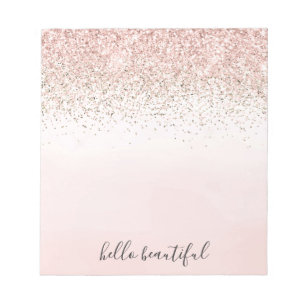 Blush Pink Gold Glitter Sparkle Ombre Notepad