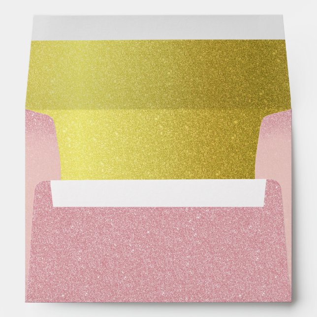 Blush Pink Gold Glitter Sparkles Pretty Glam Ombre Envelope (Back (Bottom))