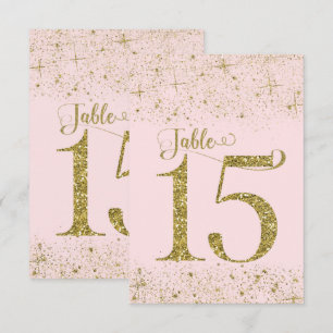 Blush Pink Gold Glitter Table Numbers Number 15