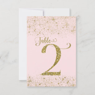 Blush Pink Gold Glitter Table Numbers Number 2
