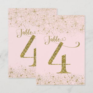 Blush Pink Gold Glitter Table Numbers Number 4