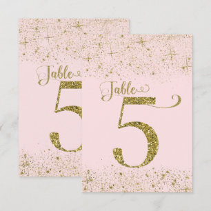 Blush Pink Gold Glitter Table Numbers Number 5