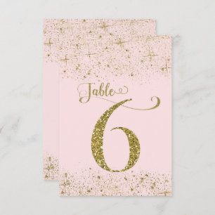 Blush Pink Gold Glitter Table Numbers Number 6