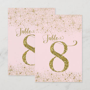 Blush Pink Gold Glitter Table Numbers Number 8