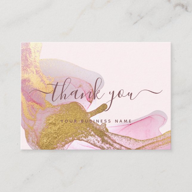 Blush Pink Gold Glitter Thank You For Order Insert (Front)