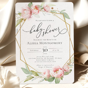 Blush Pink Gold Greenery Baby Shower Invitation