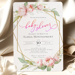Blush Pink Gold Greenery Baby Shower Invitation