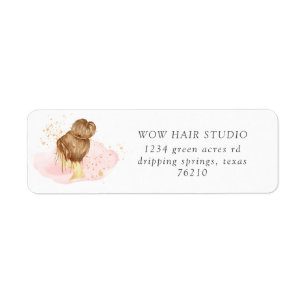 blush pink gold hair updo salon return address label