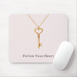 Blush Pink Gold Heart Chain Mouse Pad