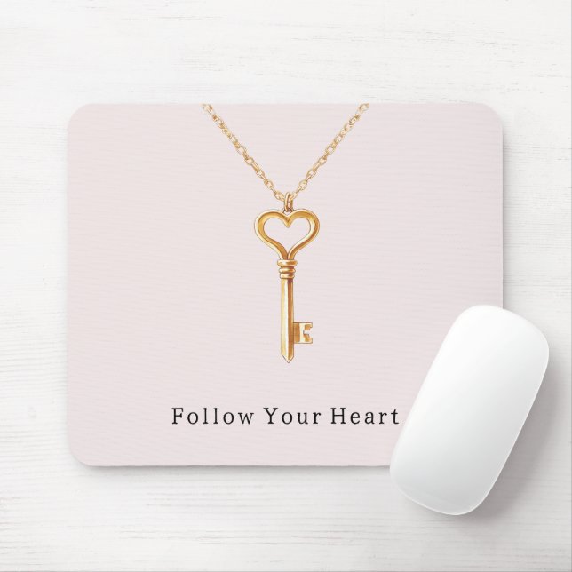 Blush Pink Gold Heart Chain  Mouse Pad (With Mouse)