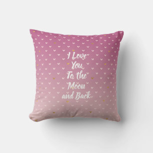 Blush Pink Gold Hearts Ombre Cushion