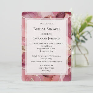 Blush Pink Gold Leaves Bridal Shower Invitation