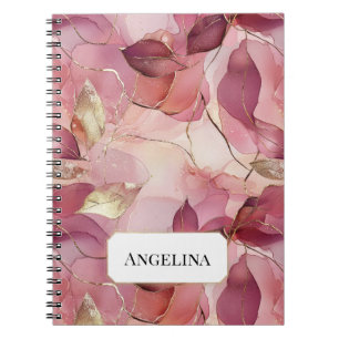 Blush Pink Gold Leaves Notebook