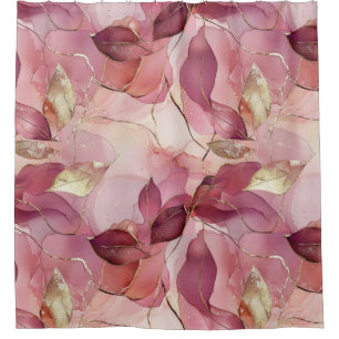 Blush Pink Gold Leaves  Shower Curtain