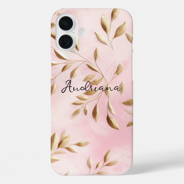 Blush Pink Gold Leaves Wedding Case-Mate iPhone Case (Back)