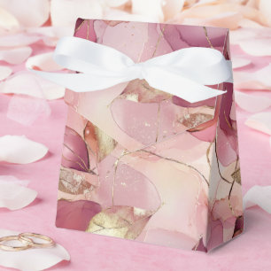 Blush Pink Gold Leaves Wedding Favour Box