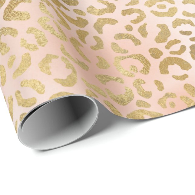 Blush Pink Gold Leopard Print    Wrapping Paper (Roll Corner)
